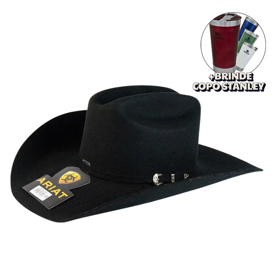 Chapéu Ariat Importado Feltro Premium 3x Black